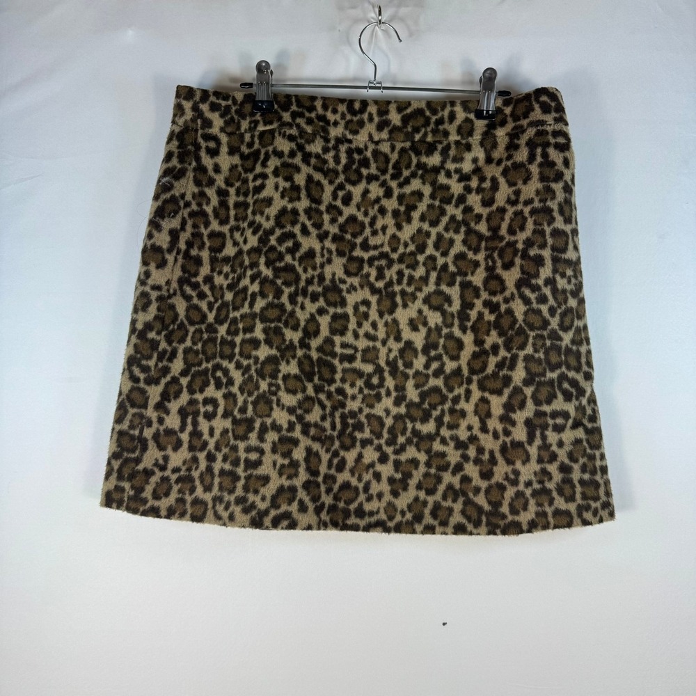J.Crew Leopard Print Faux Fur Mini Skirt Brown Black CN953 Womens 8